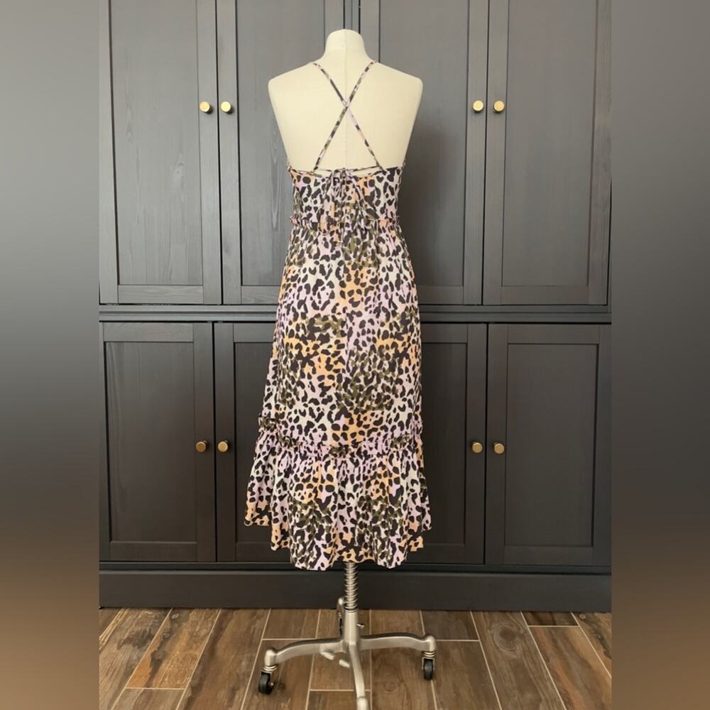 Veronica Beard Ayesha Midi Animal Cheetah‎ Print Tiered Dress Size Small View 6